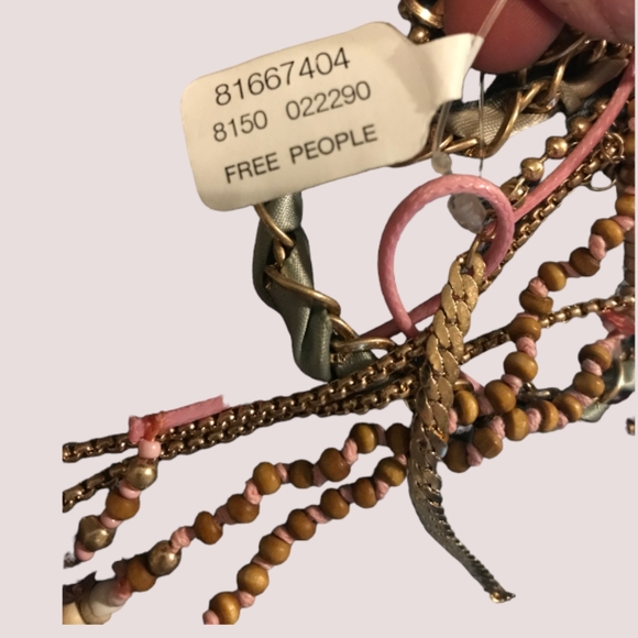 Free People Academia Layered Necklace Gold Cocoa Turquoise Cross - Picture 5 of 5